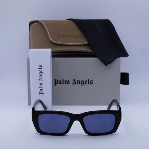Palm Angels PERI002 PALM 1045 Rectangle Sunglasses - Black/Blue - Picture 4 of 10